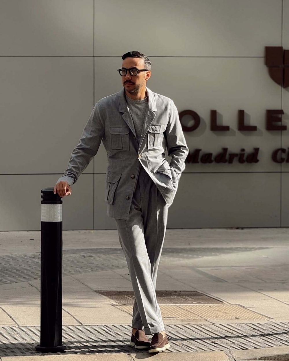 Light Gray Safari Jacket with Relaxed Trousers