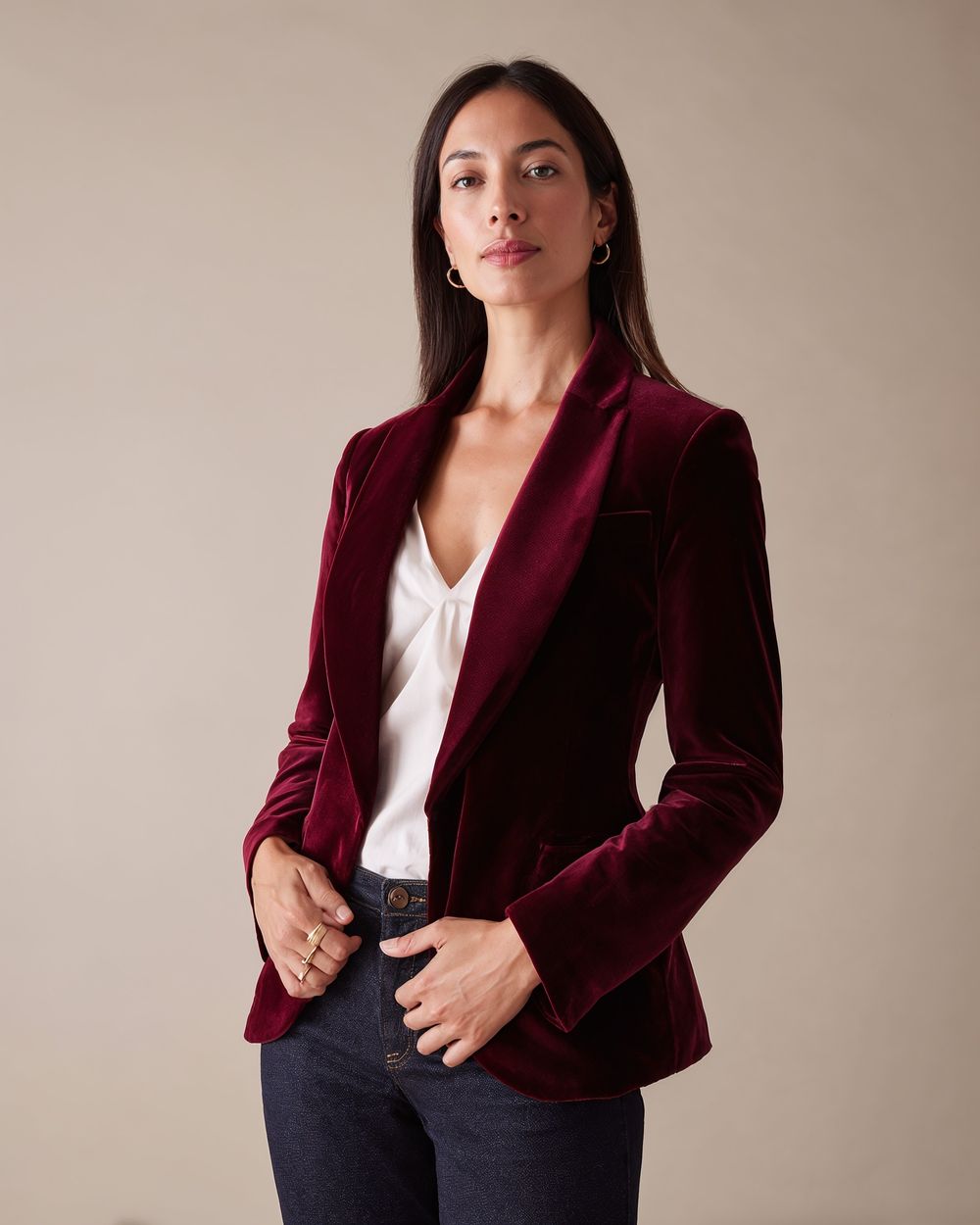 Burgundy Velvet Bebe Coat (S)