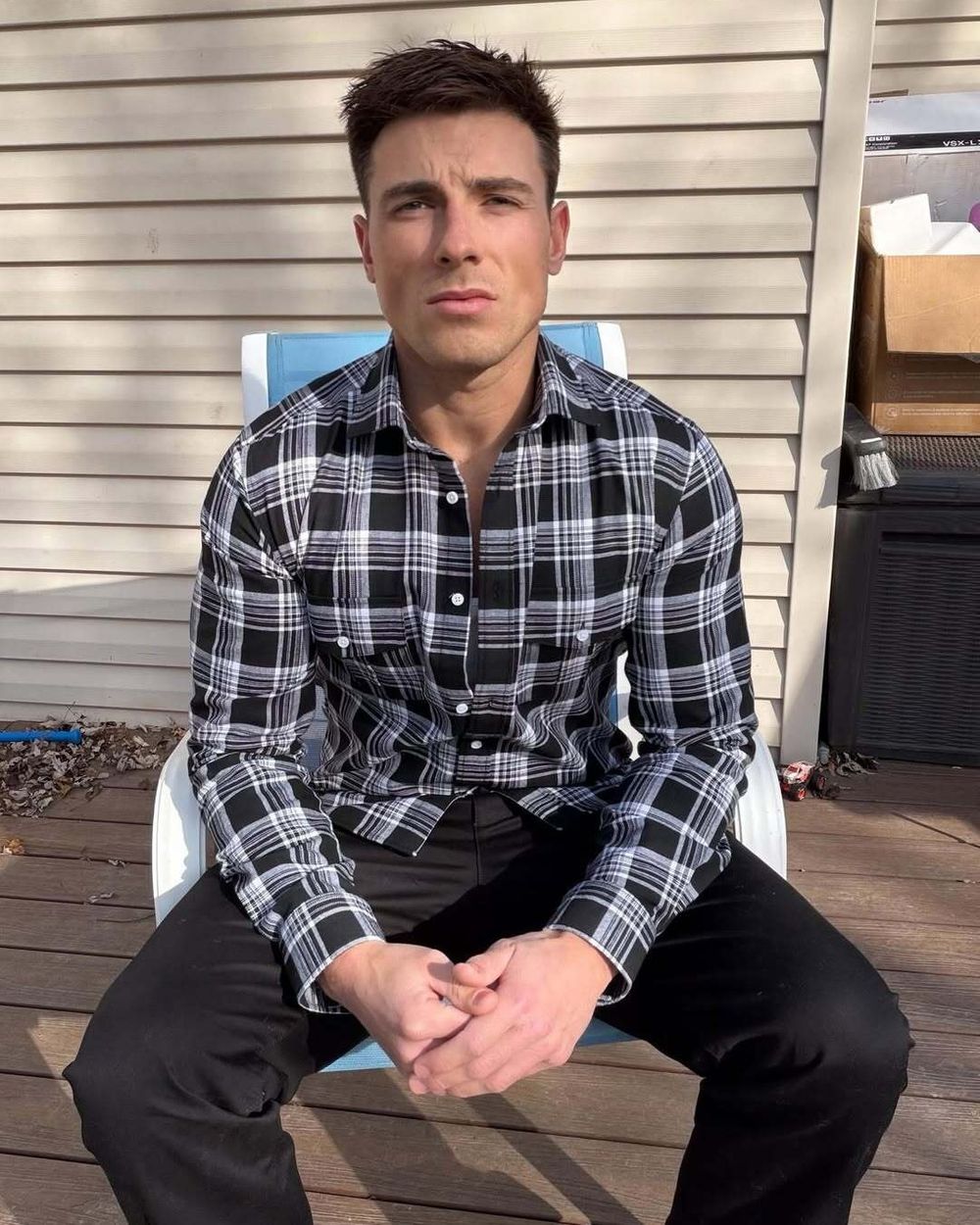 Black Checkered Shirt with Trousers