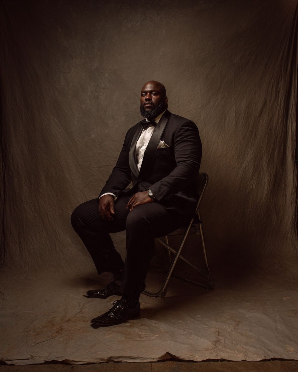 Black Tuxedo Suit with White Pleated Shirt