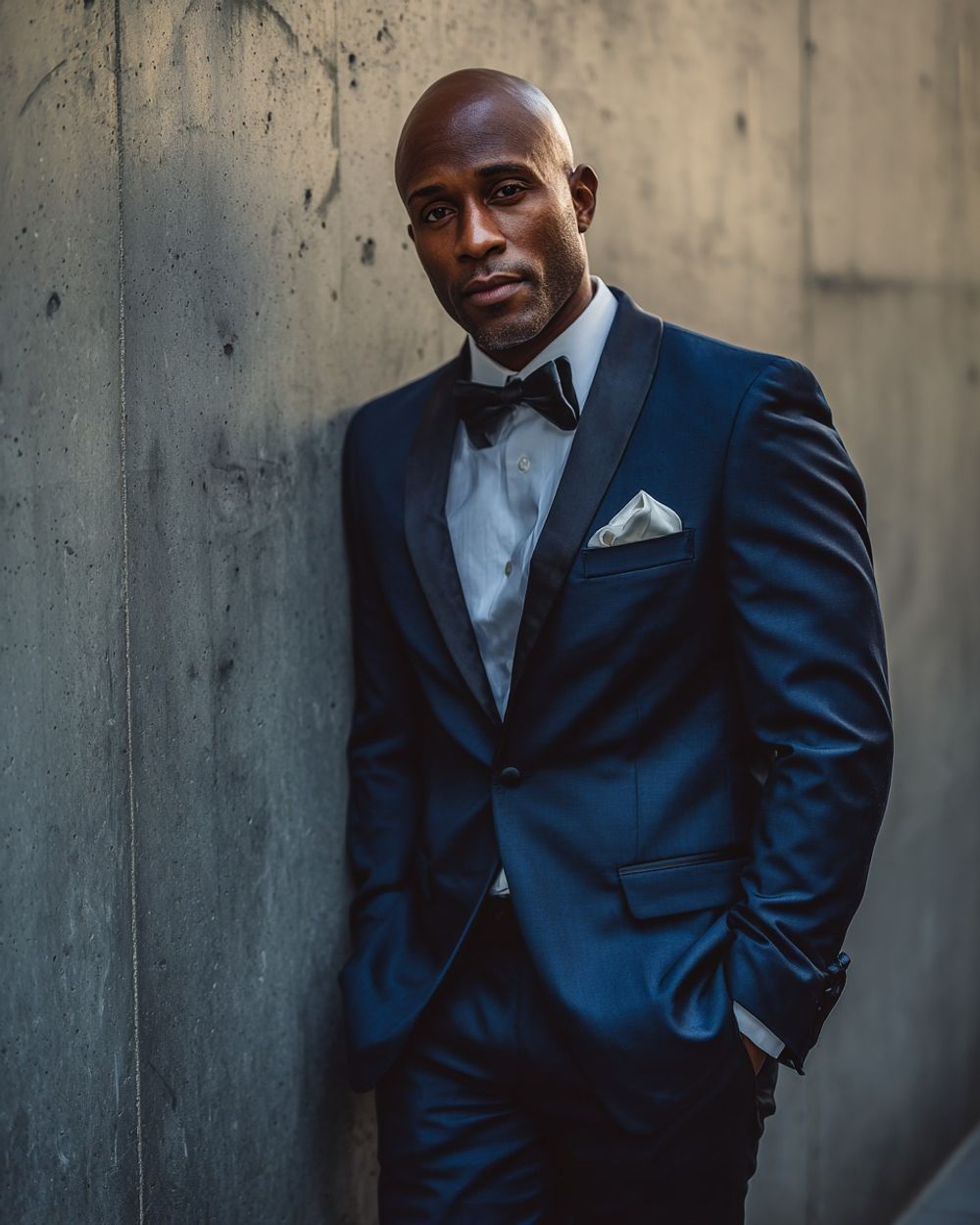 Midnight Blue Tuxedo Suit with White Dress Shirt