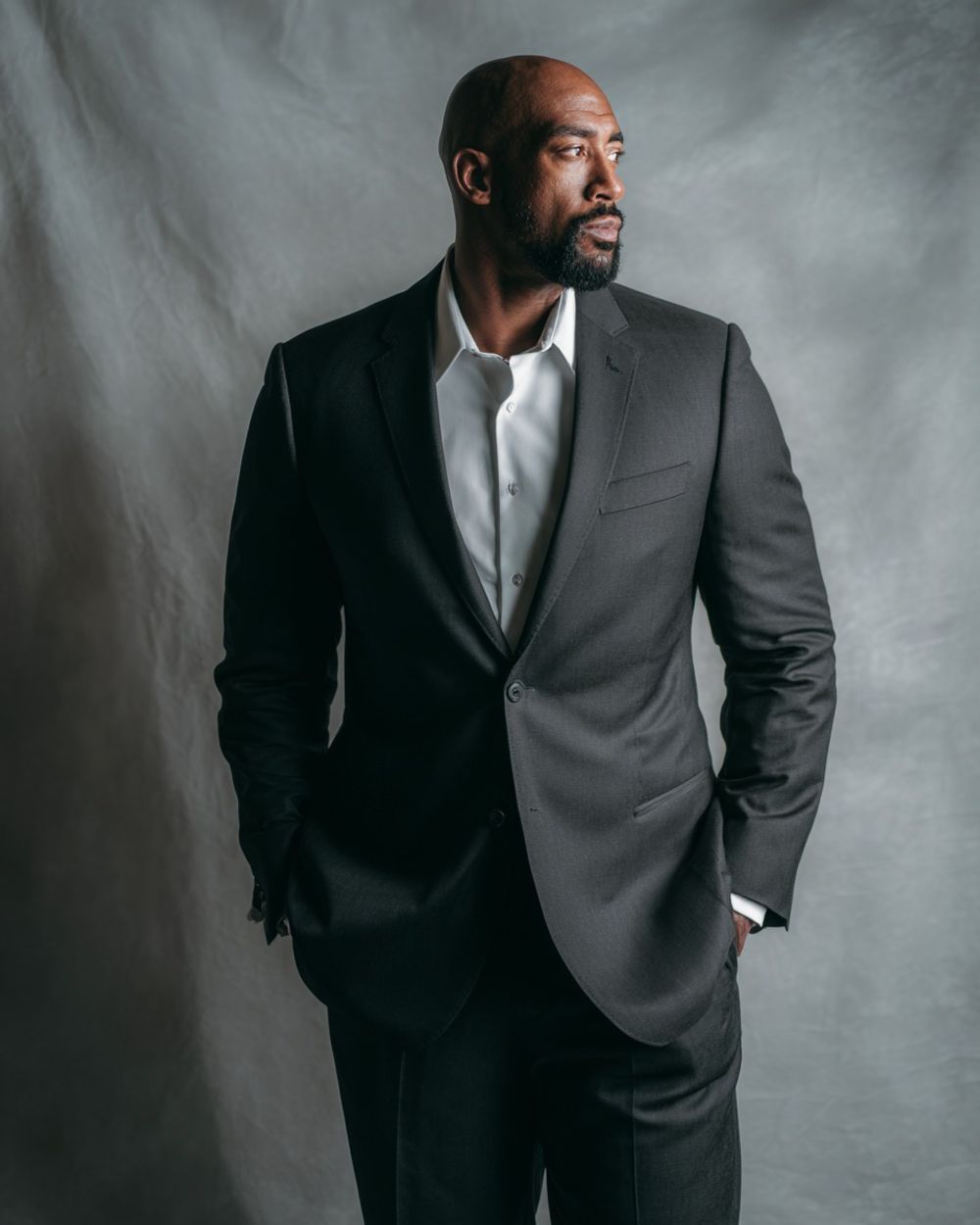 Charcoal Tailored Suit with White Dress Shirt