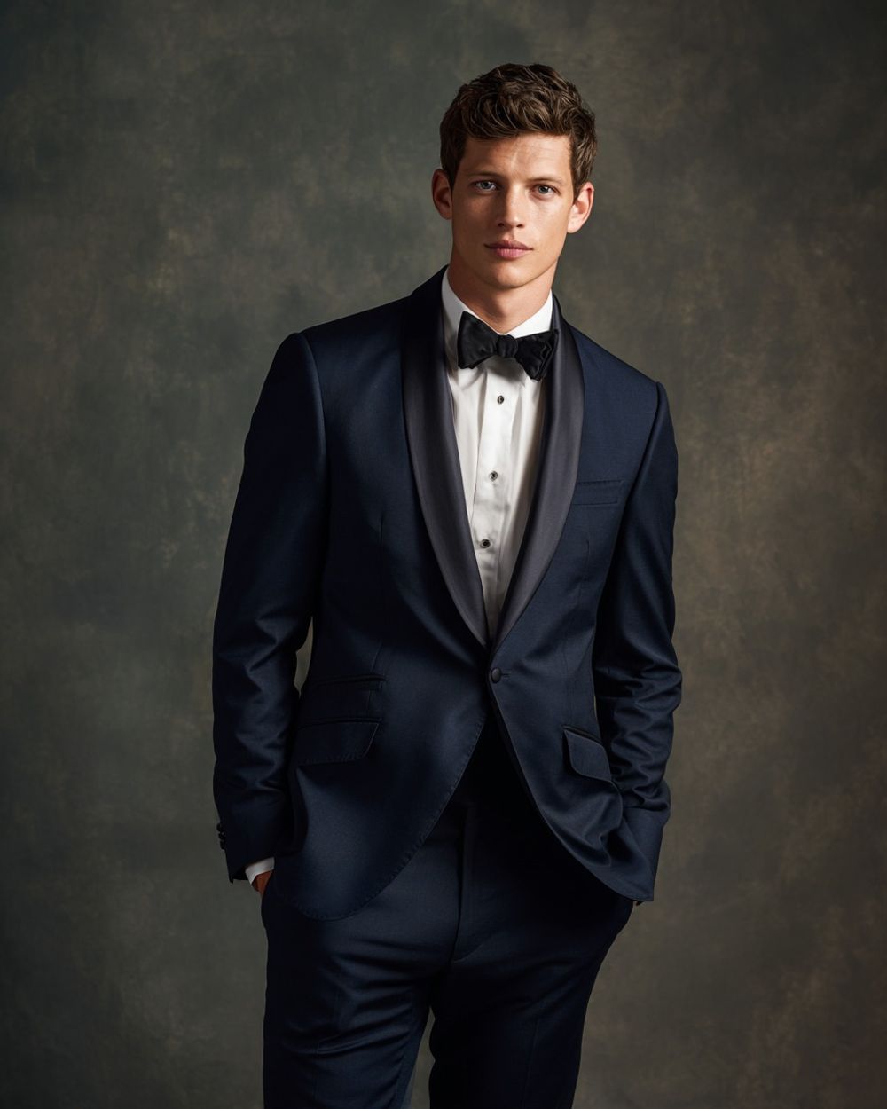 Dark Navy Tuxedo with Classic White Dress Shirt