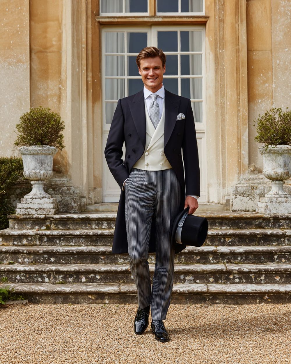 Daytime Wedding Morning Coat with Striped Trousers