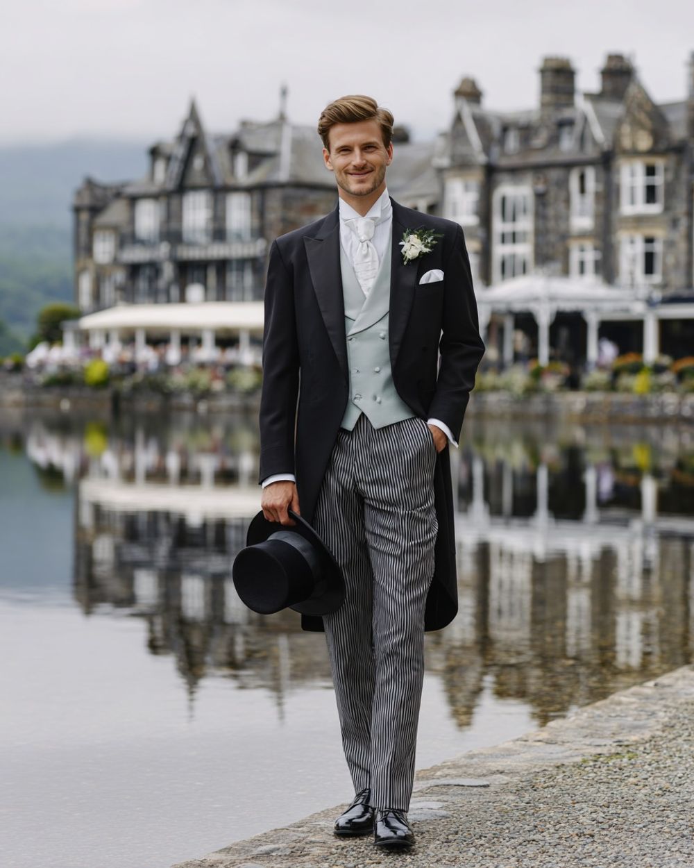 Classy Black Morning Coat with Waistcoat and Hat