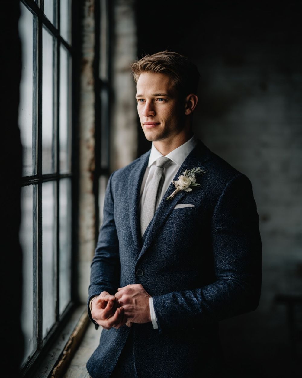Navy Tweed Wedding Suit