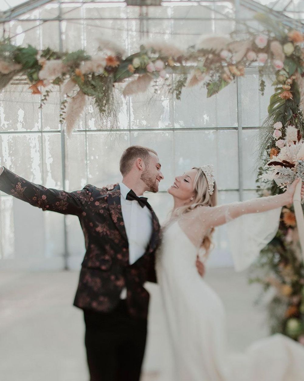 Groom in floral broken suit