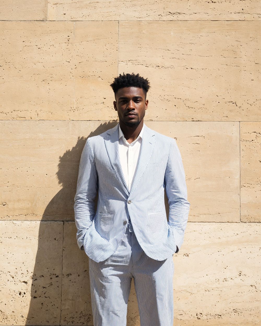 Mediterranean Blue Suit with White Shirt