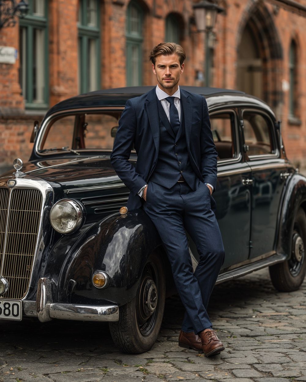 Costume Bleu avec Cravate Bleu Marine