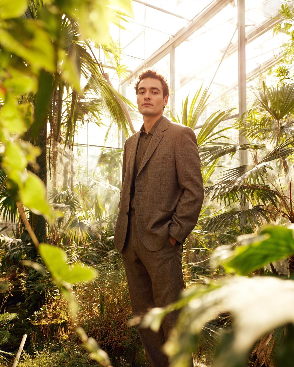 Brown Suit with Dark Brown Shirt