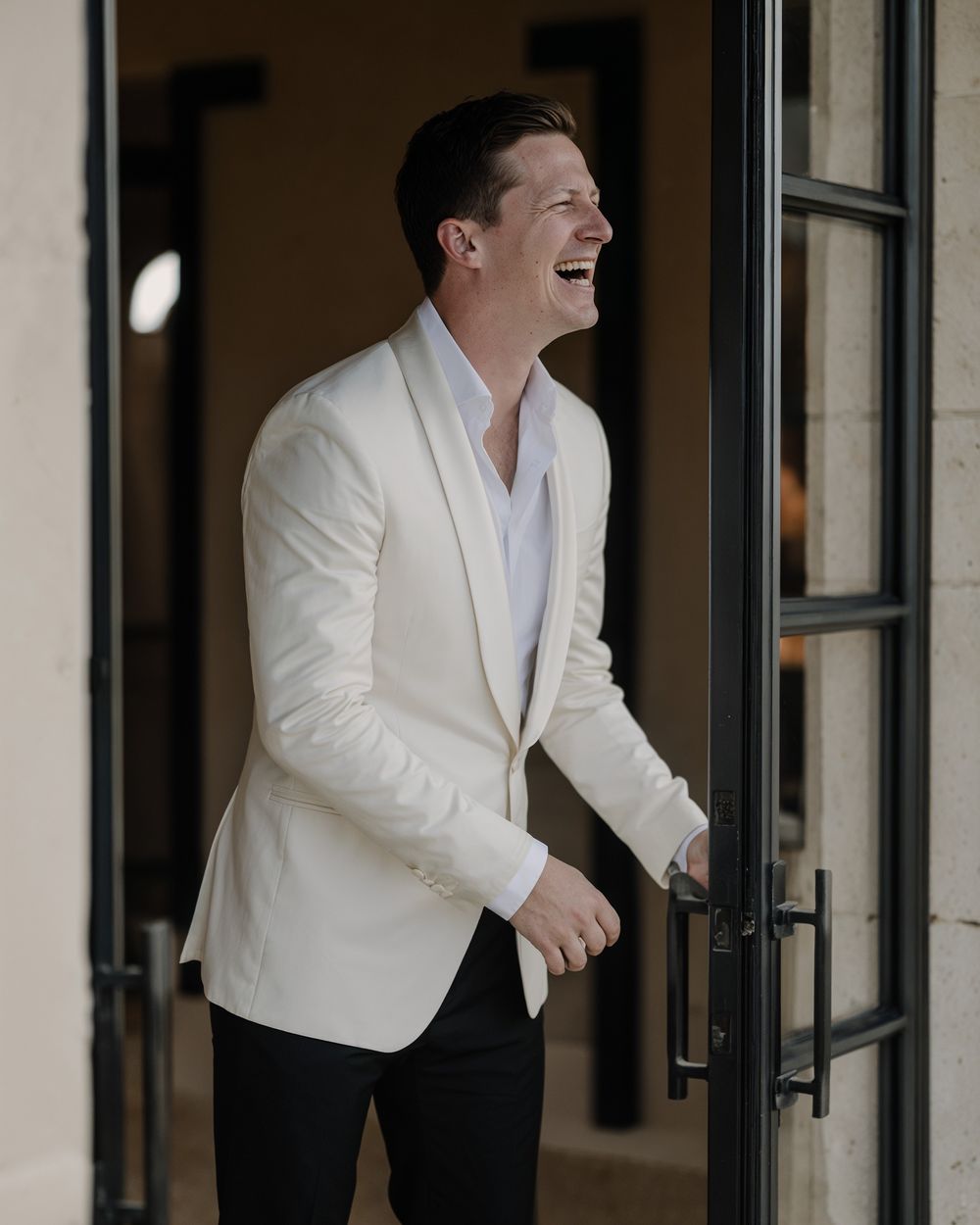 Ivory Dinner Jacket with Black Trousers