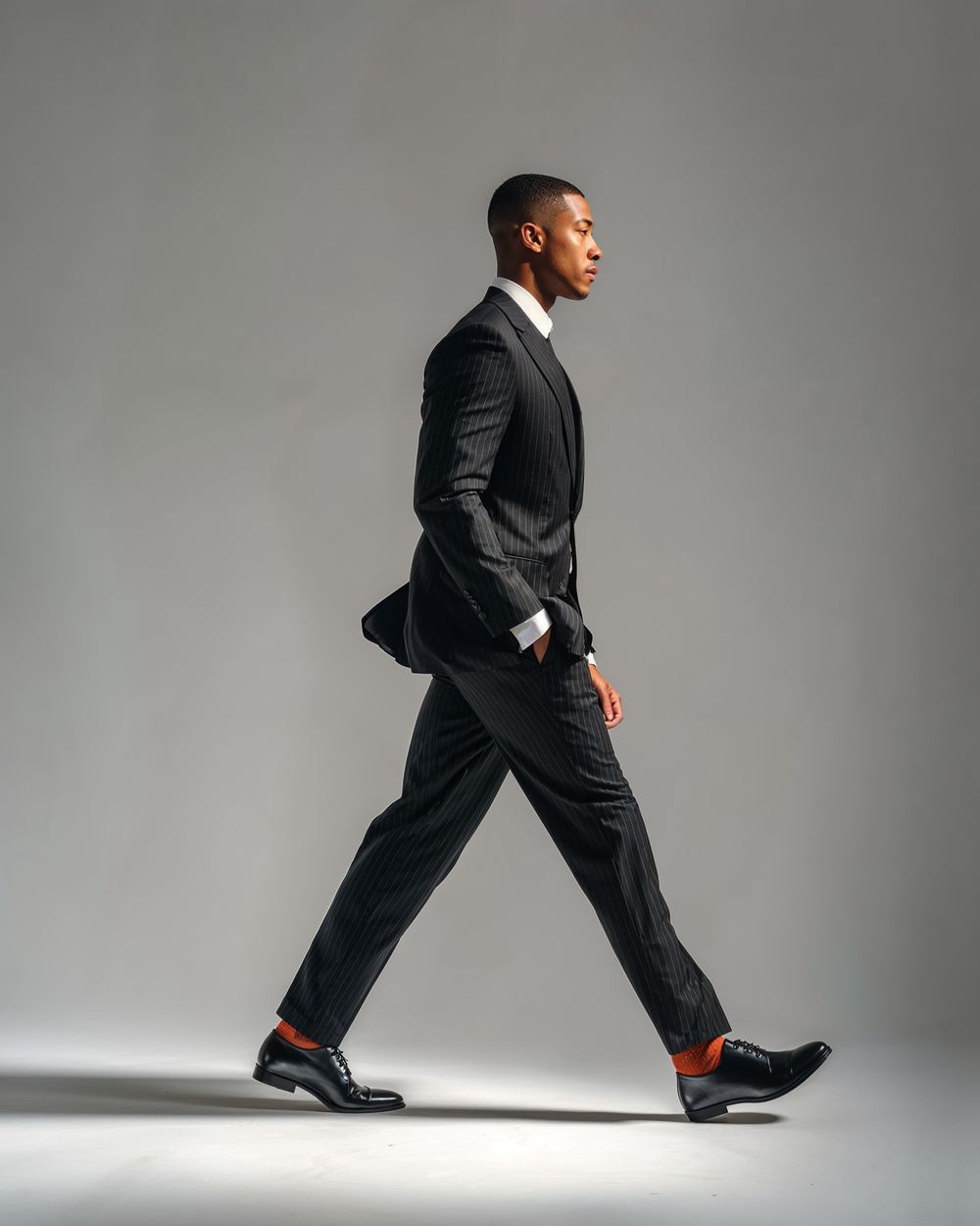 Black Pinstripe Suit with White Shirt
