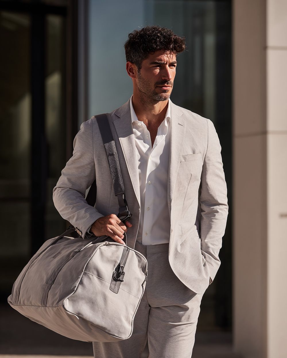 Light Gray Suit with White Shirt