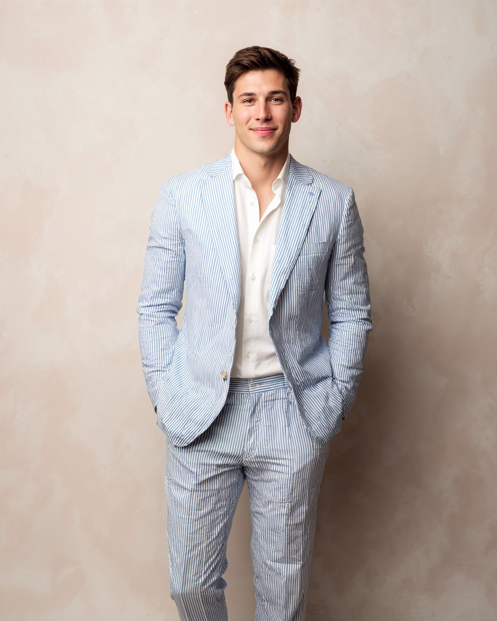 Light Blue Striped Seersucker Suit