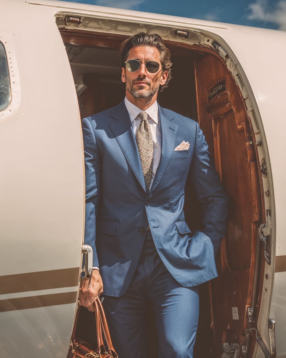Blue Suit with Sunglasses