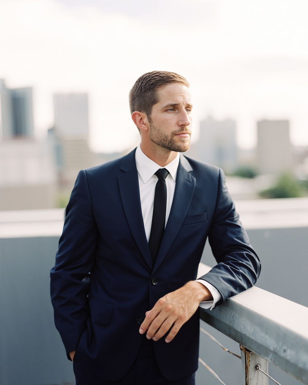 Business Suit with Black Tie