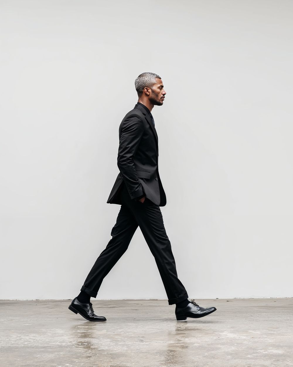 Sharp Black Suit with Black Shoes
