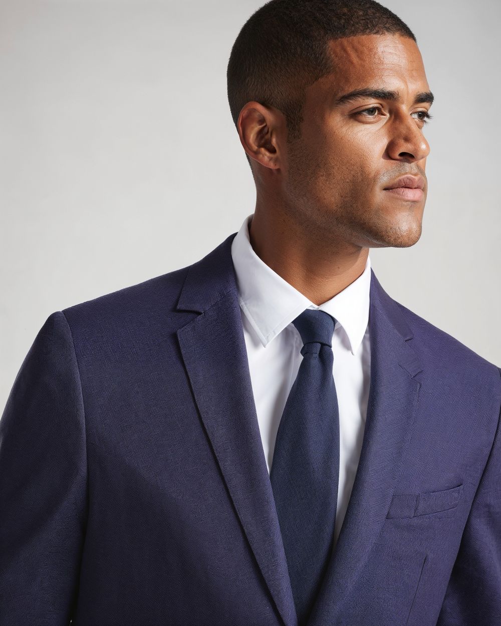 Business Suit with White Shirt and Navy Tie