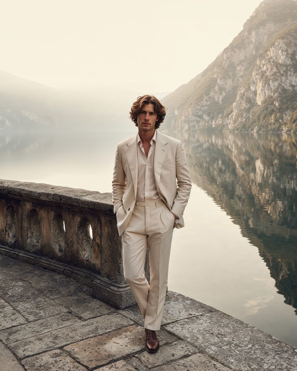Beige Linen Suit