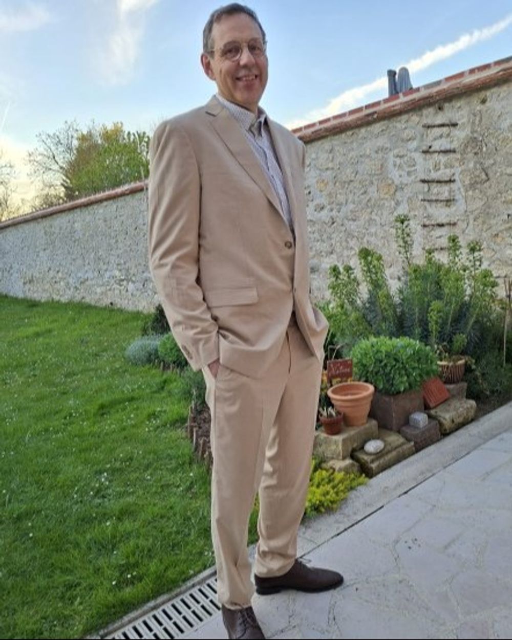 Beige Suit for Garden Parties