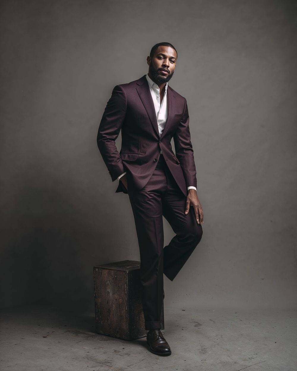 Burgundy Suit for Evening Occasions
