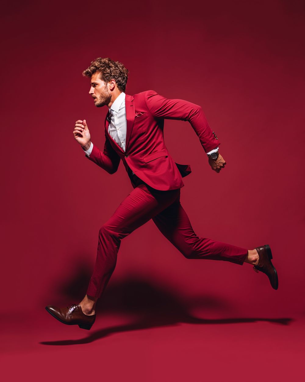 Red Party Suit with White Shirt
