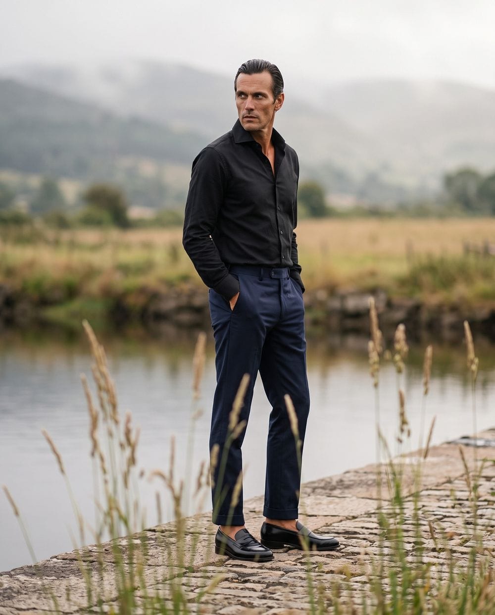 dark blue dress shirt black pants Outfits launch_2026-03-10 Nicole Kidman Proves That INSEAM:31 This one covers all