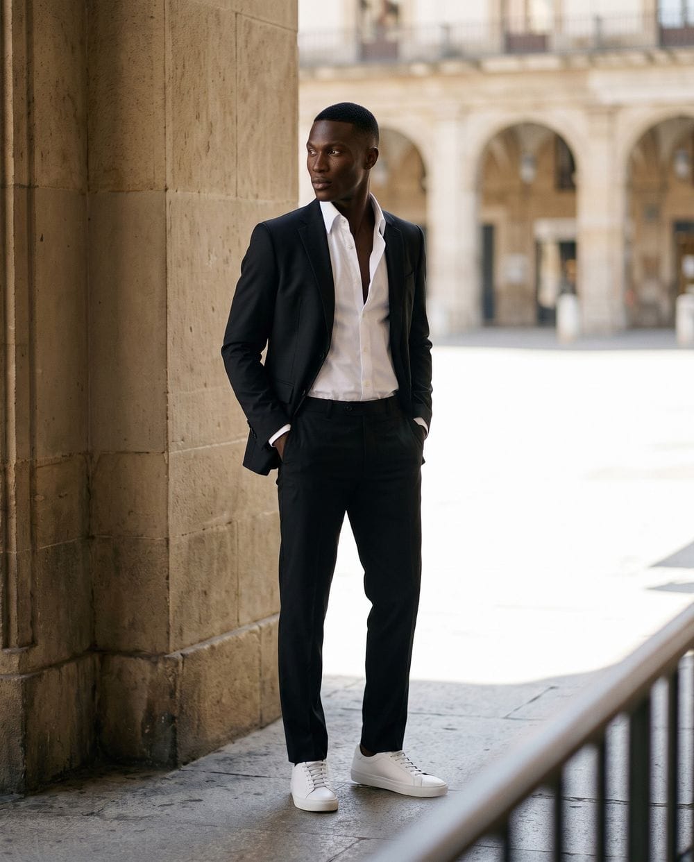 black and white dress sneakers Men's Suits with Outfits luxe Black & White Edgy Color:Cobalt Blue Elevate Your Style