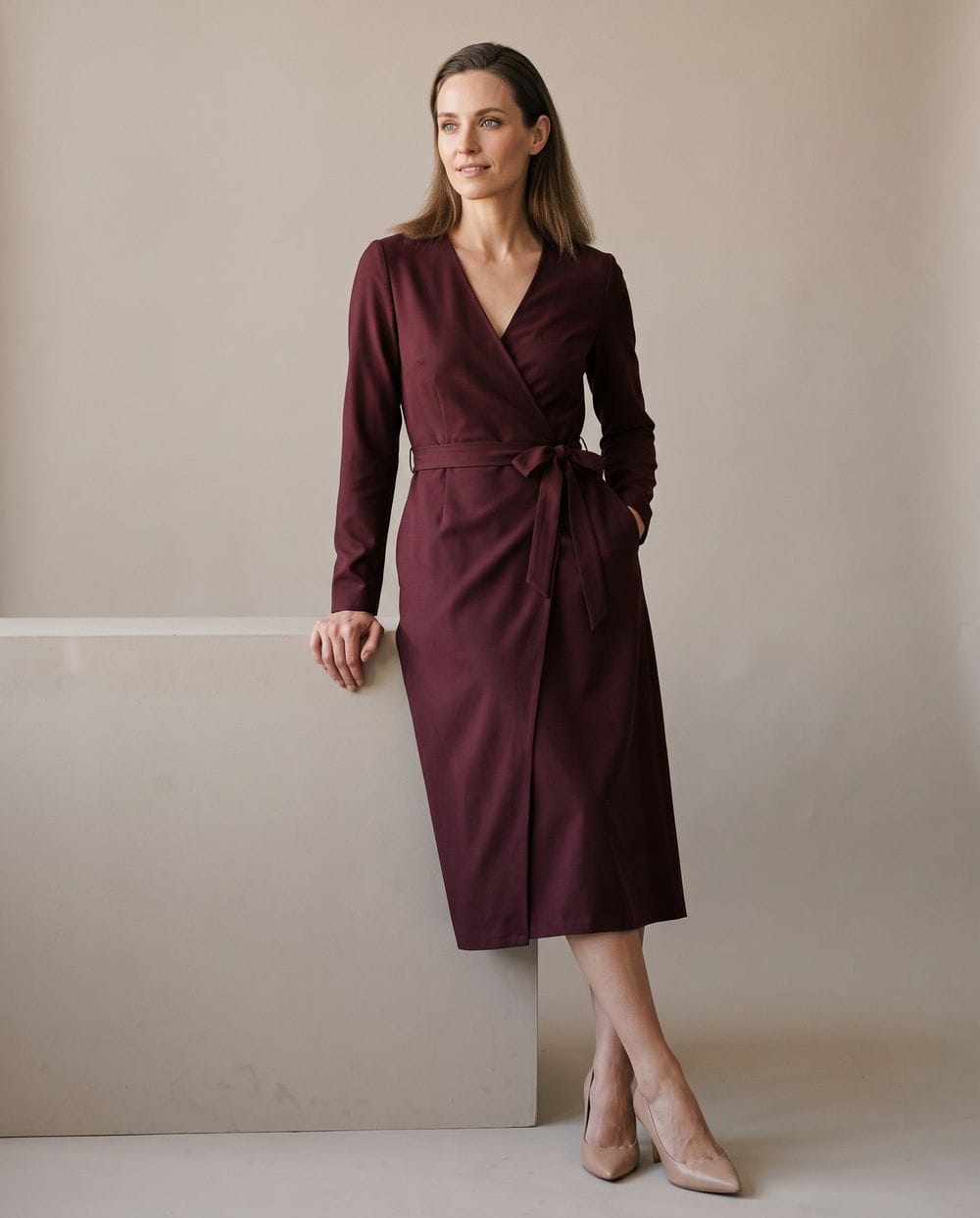 winter dress burgundy Wedding Guest in with Nude Heels Size:42L x 35.5 Sleeve (Size Estimated - no size tags) styleattribute-sweetheart neckline it features a high The Top 10 Birthday