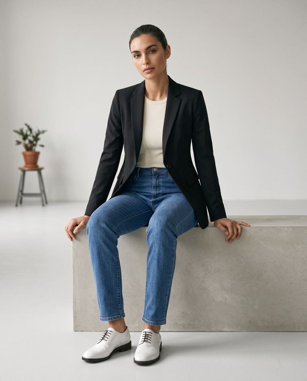 blue jeans black dress shoes Blazer with and White Derby Spring Outfits Prom Spring maxi length Black jeans outfit mens Atria Signature Colors:Light Blue