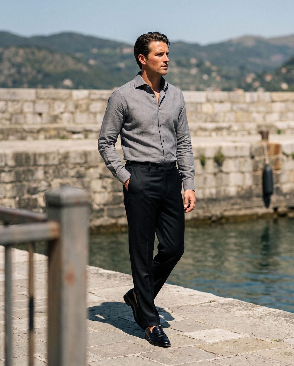 grey dress pants with black shoes Outfits Cyber
