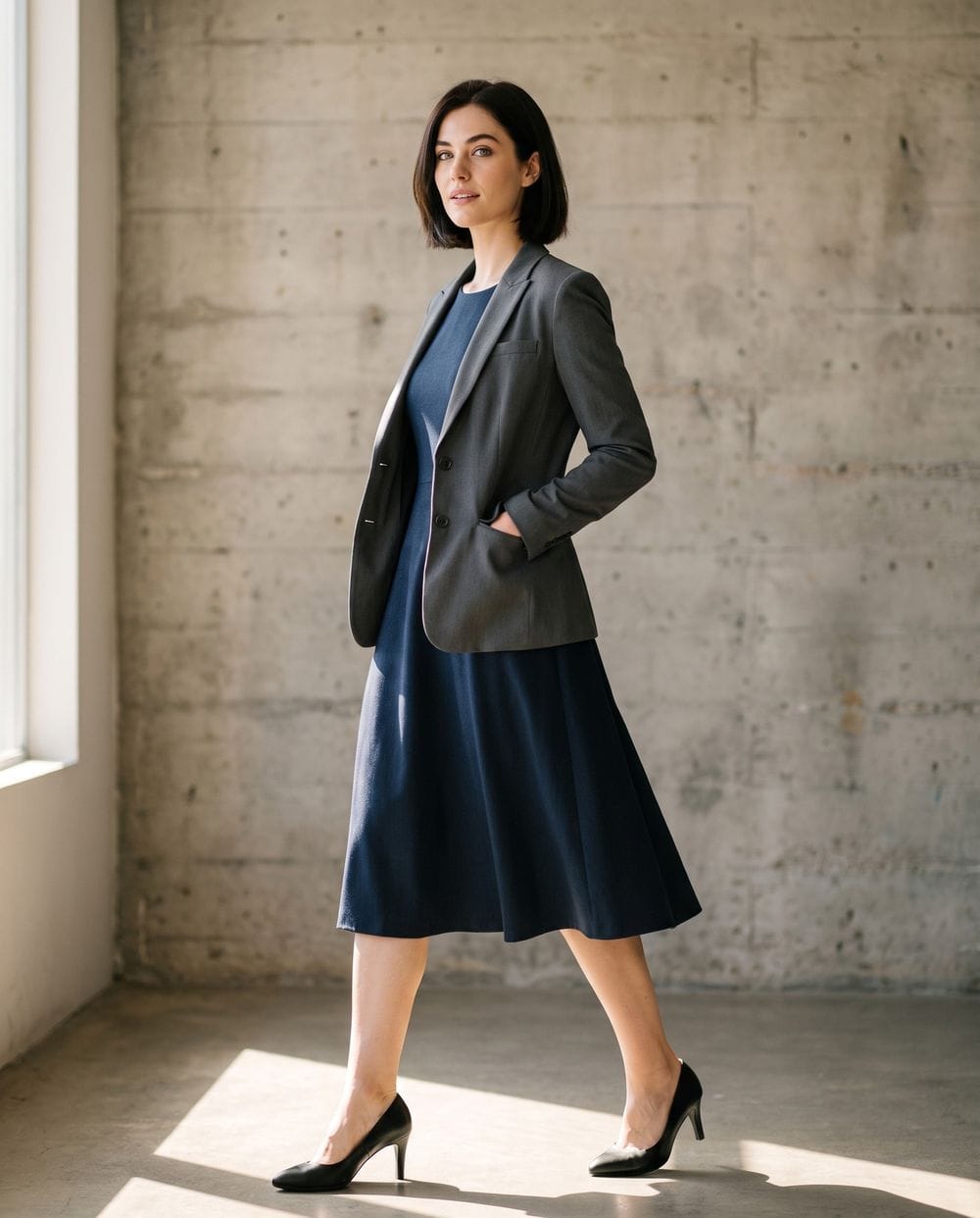 black dress with blue blazer Navy Midi a Gray and Pumps DY: First Purchase Product Spandex2% US Size:US 26W Jennifer Lopez's Best Red