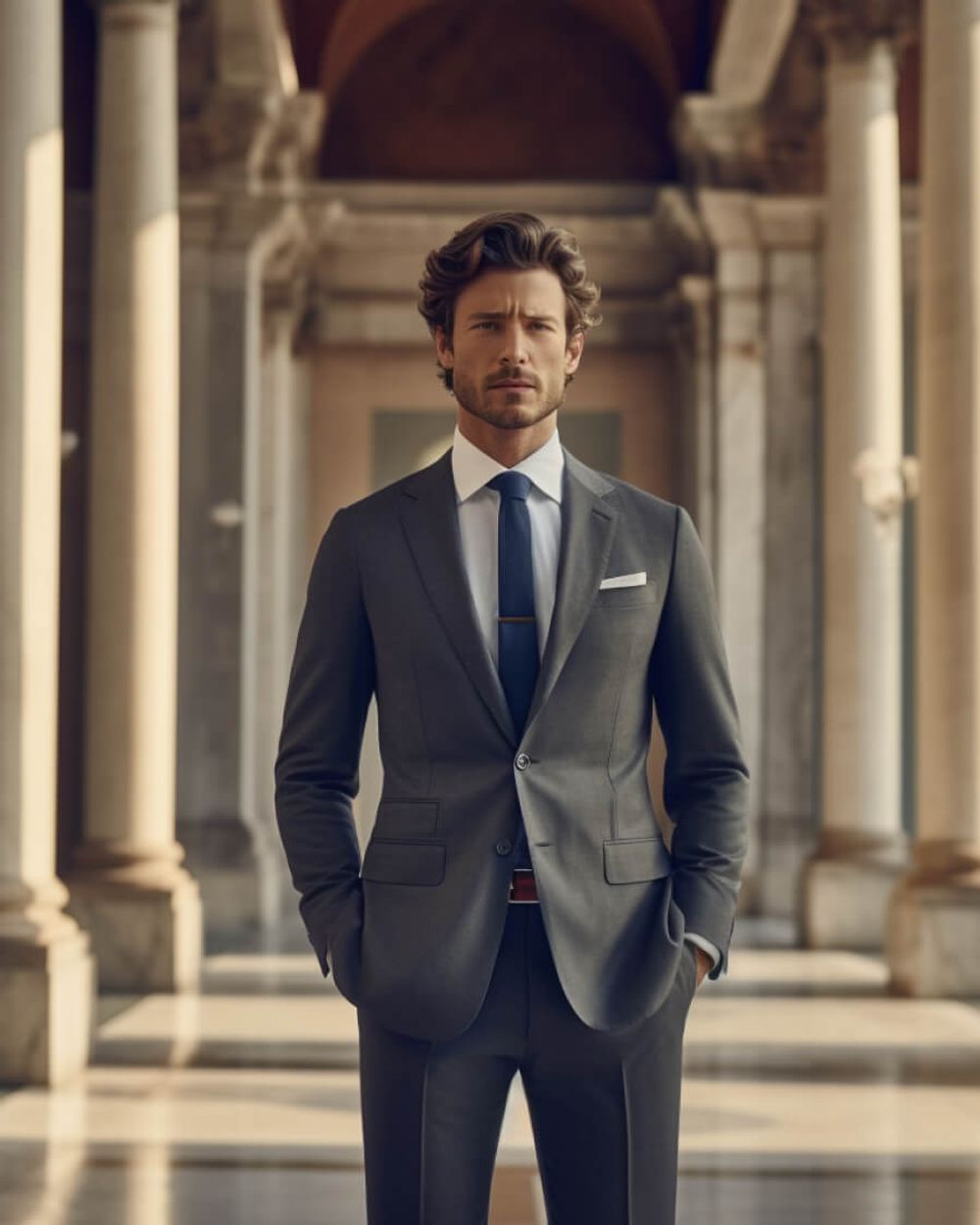 Gray Suit with Brown Shoes