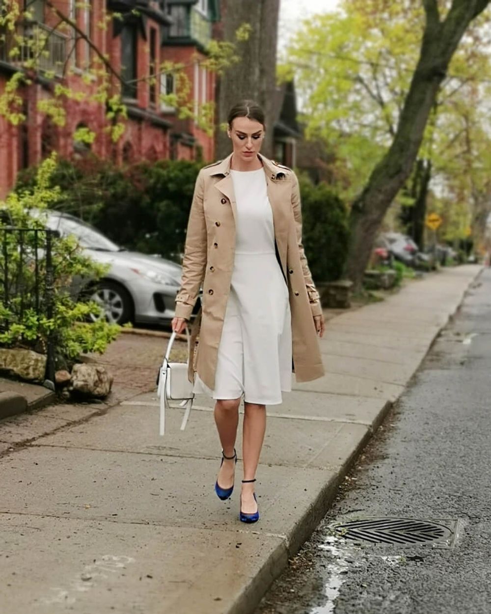 Long white trench coat best sale