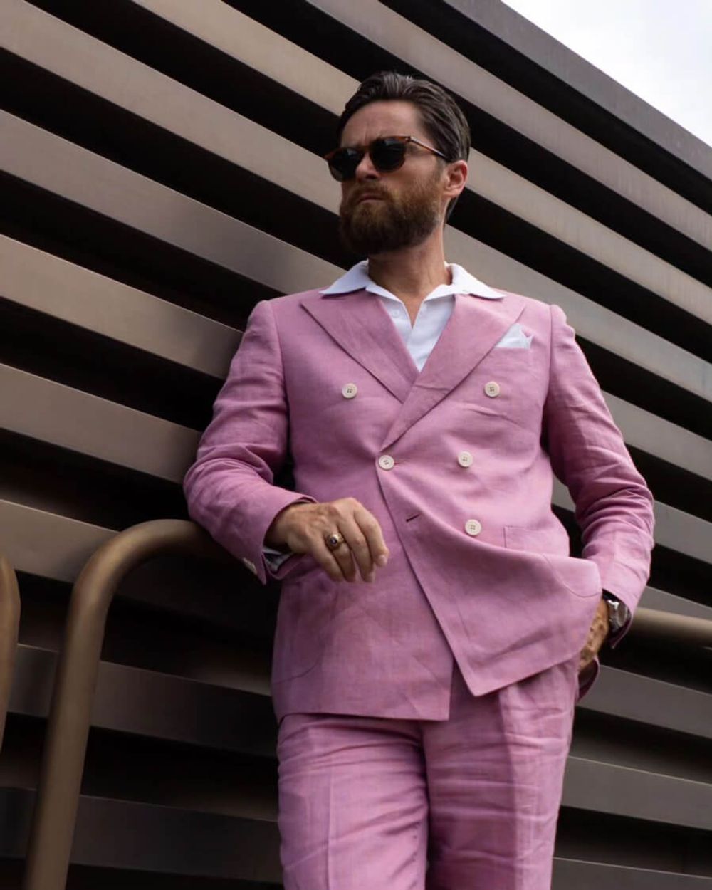 Pink Double Breasted Suit Hockerty