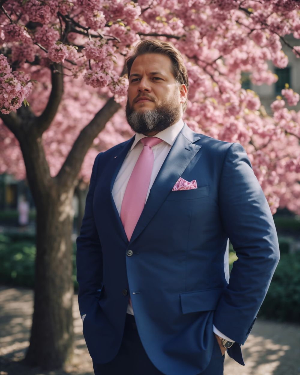 Pink Tie with Blue Suit