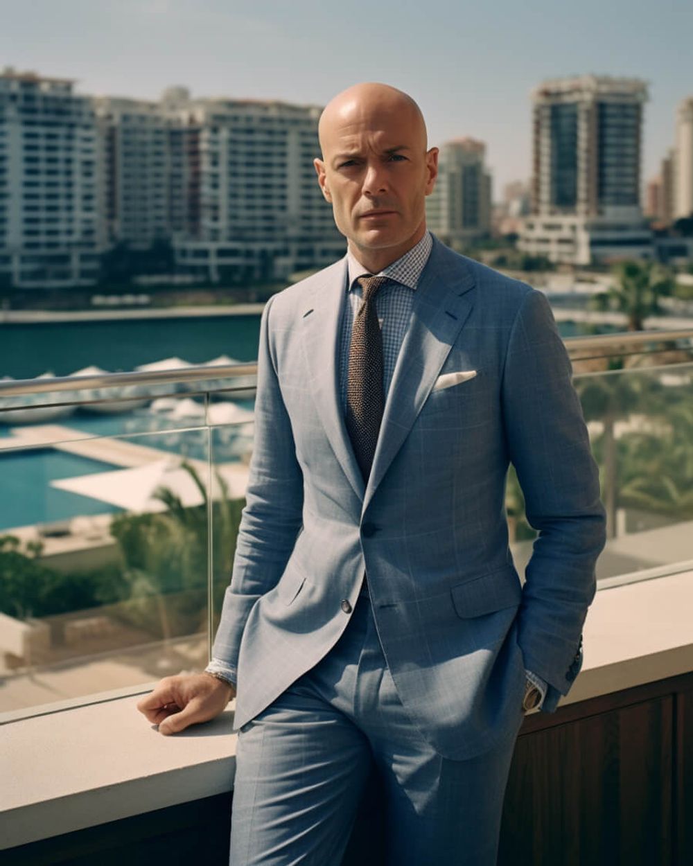 Checked Blue Suit with Checked Blue Shirt