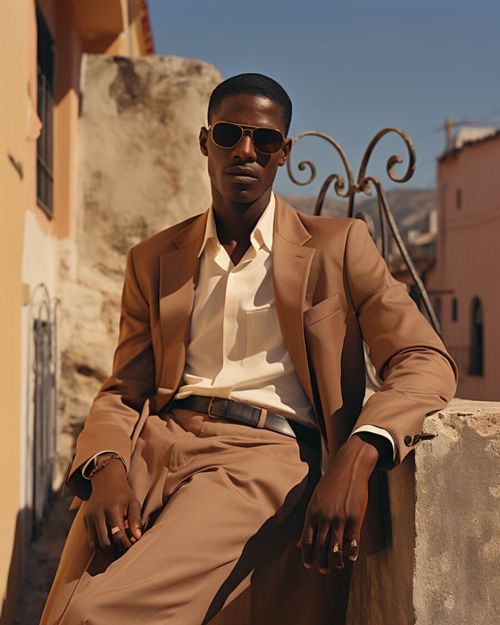 Tan Suit with White Shirt