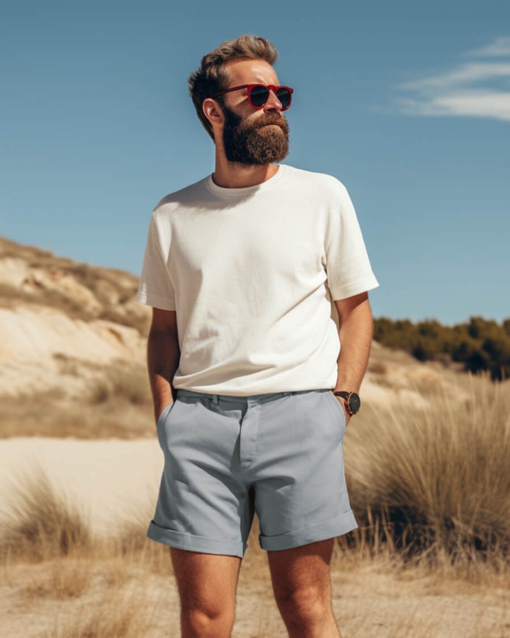 Light Gray Bermuda Shorts with T-Shirt
