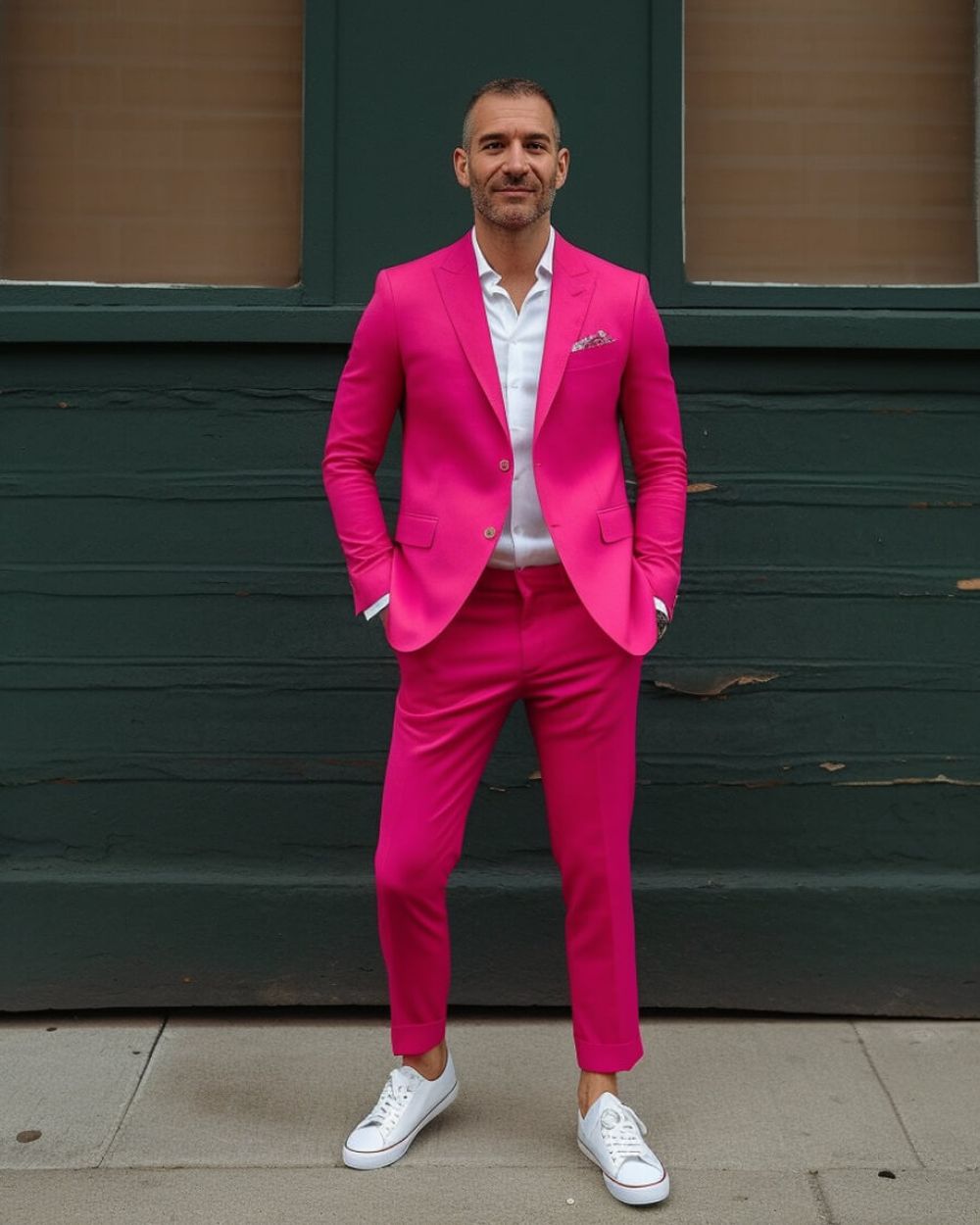 Pink Suit with White Trainers Hockerty