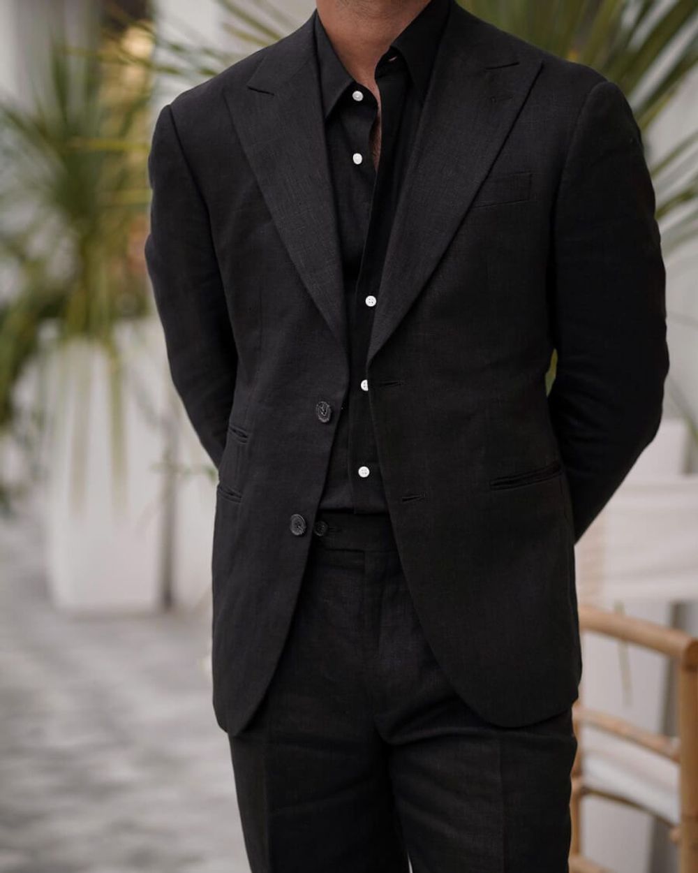 Black Suit, black shirt & black shoes