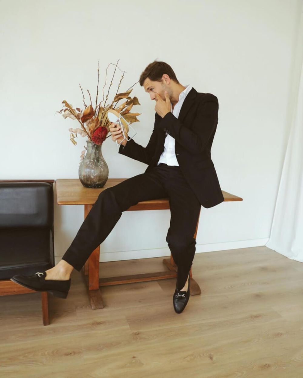 Black Suit with Loafers