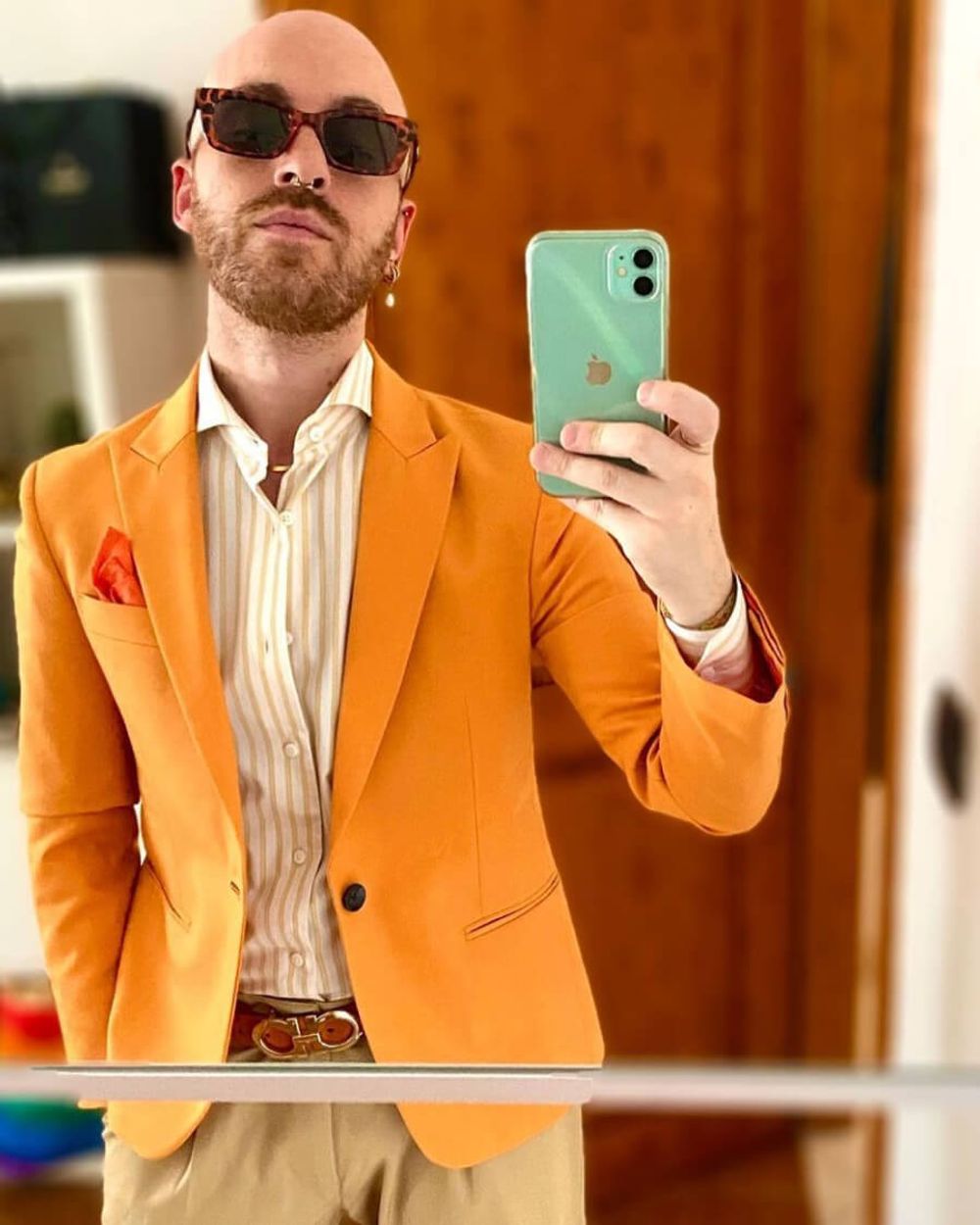 Orange shirt with blazer hotsell