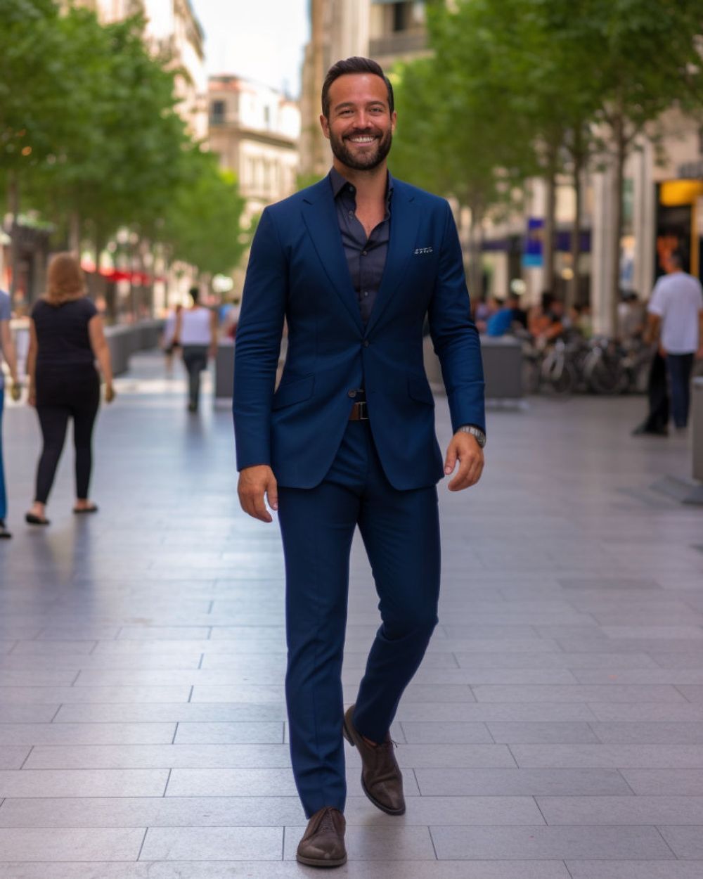 Black Shirt on Cobalt Blue Suit Hockerty