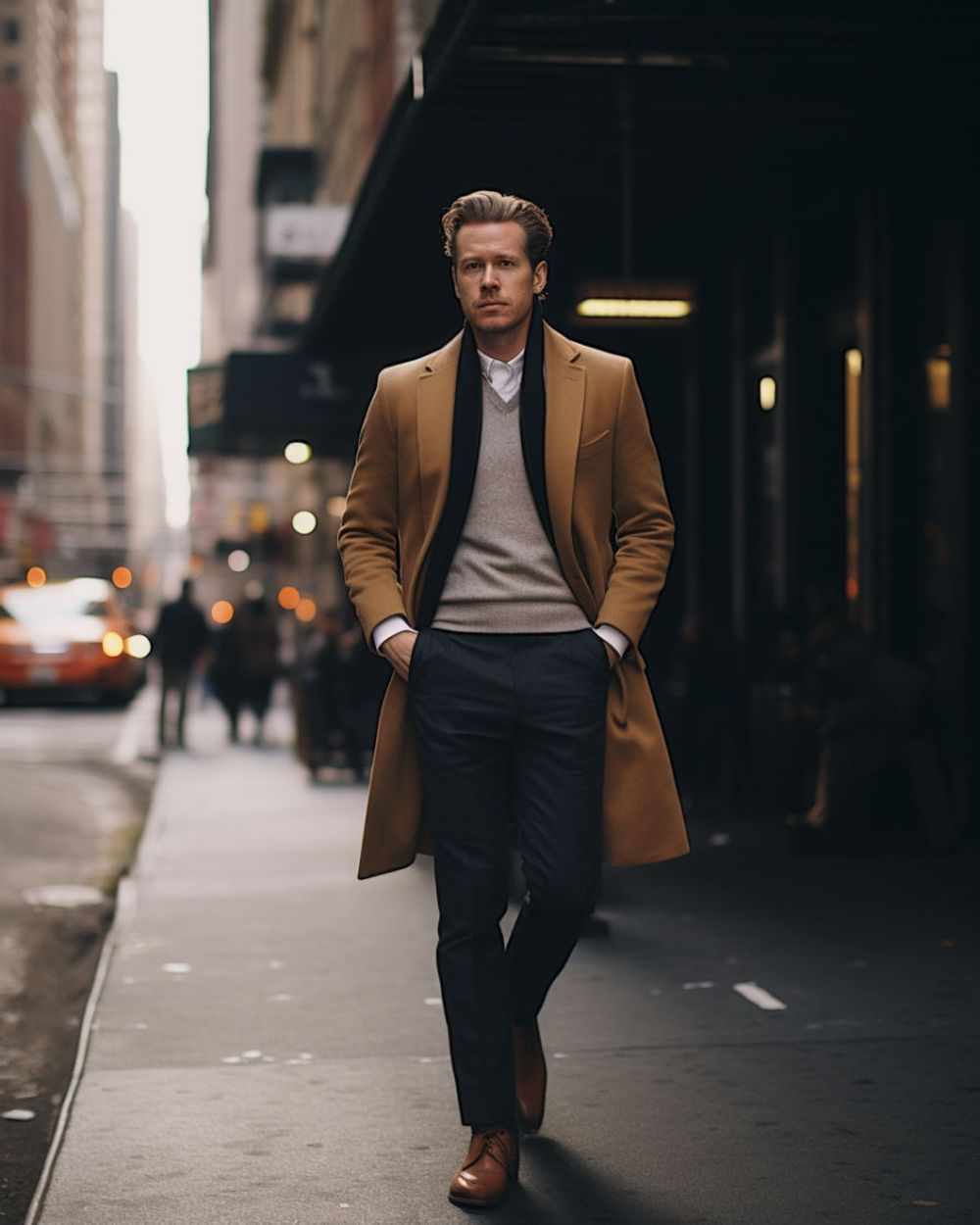Alpaca Coat with Navy Chinos