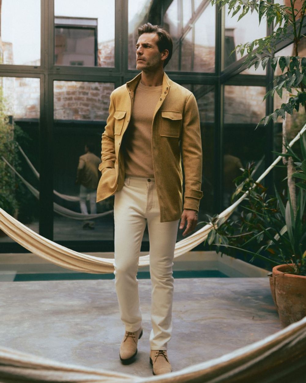 Mustard Field Jacket with Ecru Jeans