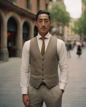 Gray Waistcoat with White Shirt