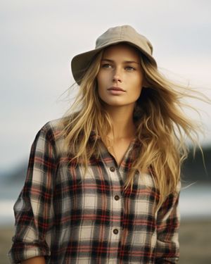 surfer-woman-flannel-shirt