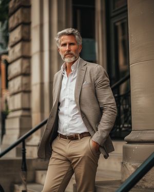 Classic Beige Blazer with Beige Trousers