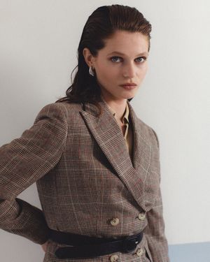 Lynnia Plaid Wool Twill Slim Blazer
